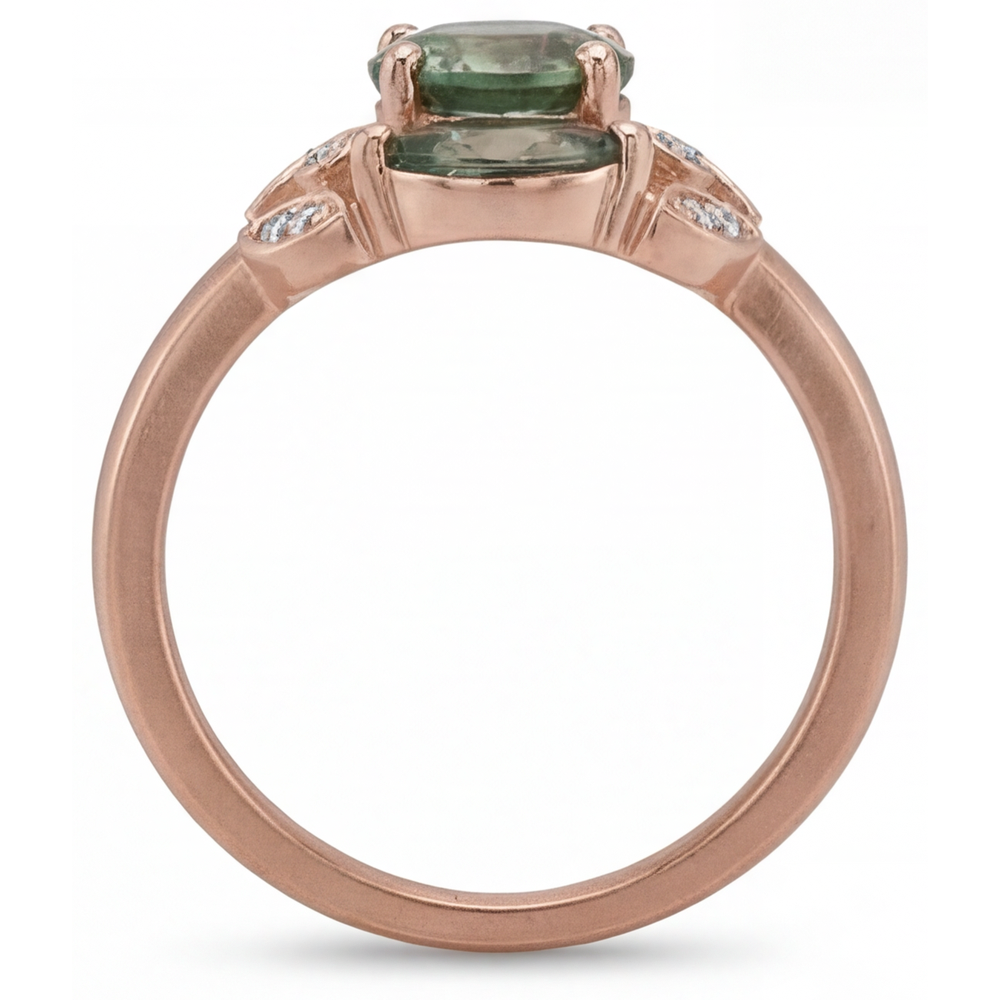 Marquise Cut Dendritic Agate ring in 14K Rose Gold – profile view