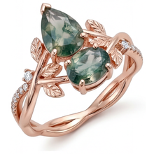 Dendritic Agate Precious Stone Ring 1.5-ct 14K Rose Gold – main view
