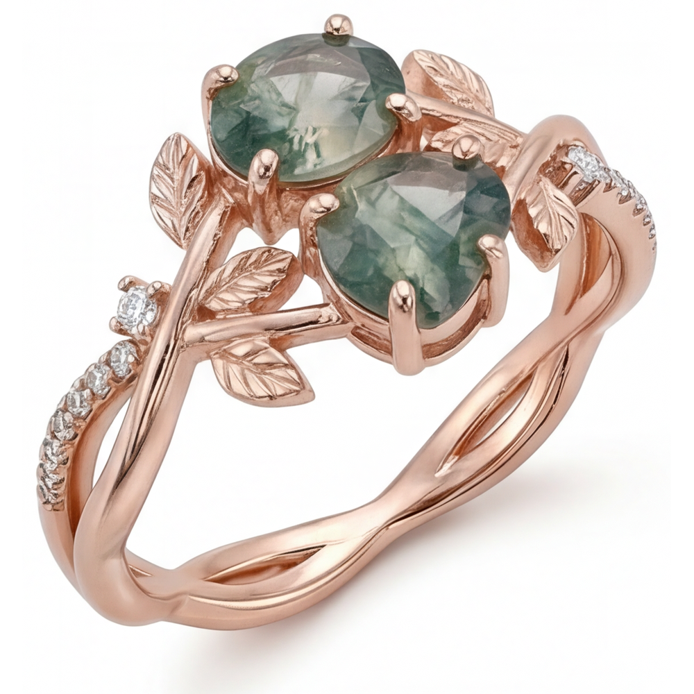 Natural Dendritic Agate Precious Stone Ring – side view