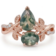 Precious Stone Ring 14K Rose Gold with Dendritic Agate – angle view