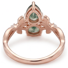 Precious Stone Ring 14K Rose Gold with Dendritic Agate – top view