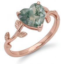 Precious Stone Ring 14K Rose Gold with Dendritic Agate – front view
