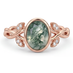 14K Rose Gold Precious Stone Ring with Dendritic Agate – 2.75 ct