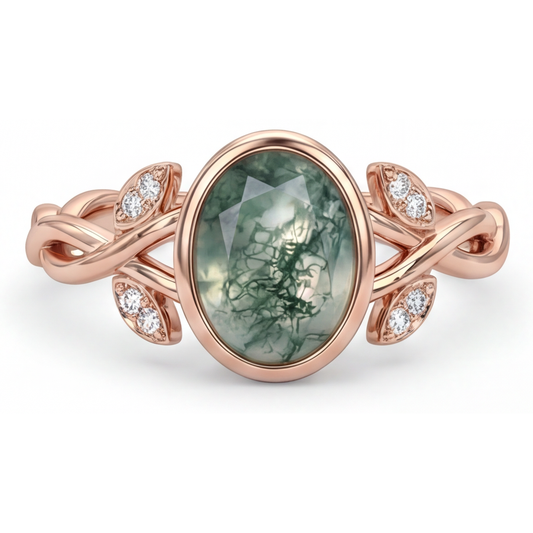 Natural Dendritic Agate Precious Stone Ring – main view