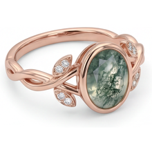 Natural Dendritic Agate Precious Stone Ring 2.75 ct 14K Rose Gold – front view