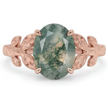 Dendritic Agate Oval Precious Stone Ring in 14K Rose Gold – main view
