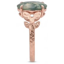 Precious Stone Ring 14K Rose Gold with Dendritic Agate – angle view