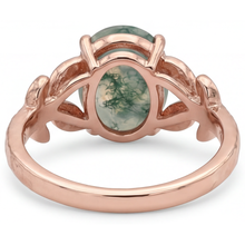 Oval Dendritic Agate ring in 14K Rose Gold – profile view