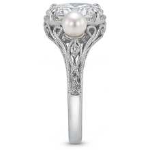 Diamond Oval Anniversary Ring in 14 Karat White Gold – side view