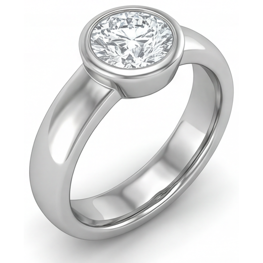 Diamond Round Brilliant Gentleman's Ring in 14K White Gold – front view
