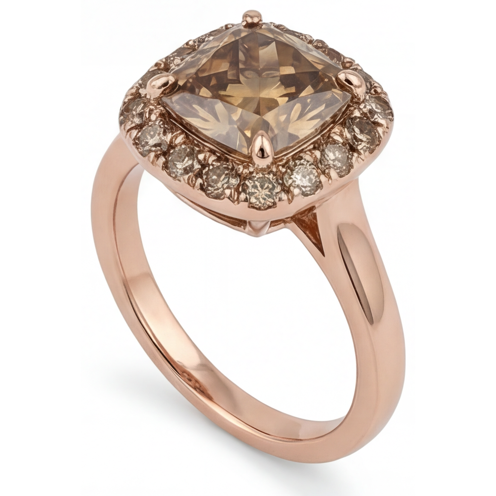 Designer Diamond Halo Ring 2 ct – profile view