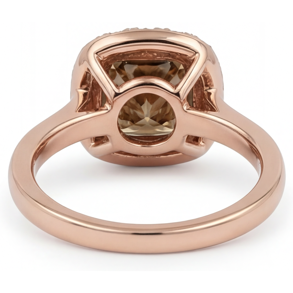 Diamond Cushion Halo Ring in 14 Karat Rose Gold – top view