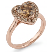 Diamond Heart Shape Halo Setting Ring in 14 Karat Rose Gold – angle view