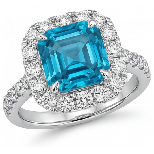 Asscher Diamond ring in 14K White Gold – main view