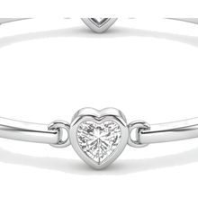 Diamond Heart Bracelet 4 Carat Lab Grown Bar Station 14K White Gold 7 Inch