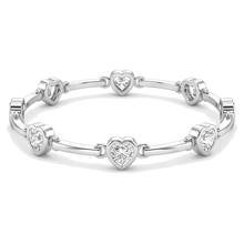 Diamond Heart Bracelet 4 Carat Lab Grown Bar Station 14K White Gold 7 Inch