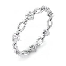 Diamond Heart Bracelet 3 Carat Lab Grown Station Oval Link 14K White Gold 7 Inch
