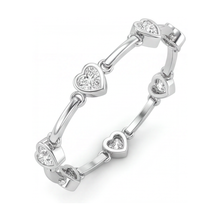 Diamond Heart Bracelet 4 Carat Lab Grown Bar Station 14K White Gold 7 Inch