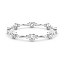 Diamond Heart Bracelet 4 Carat Lab Grown Bar Station 14K White Gold 7 Inch