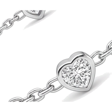 Diamond Heart Station Bracelet 3 Carat Lab Grown Bezel 14K White Gold 7 Inch