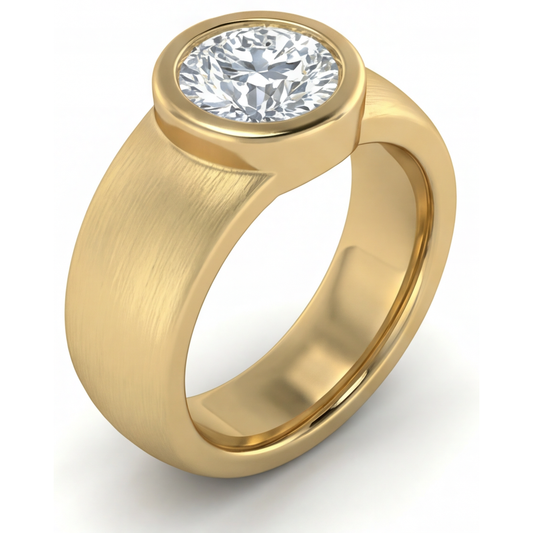 Men's Ring 14K Yellow Gold with Diamond – front view