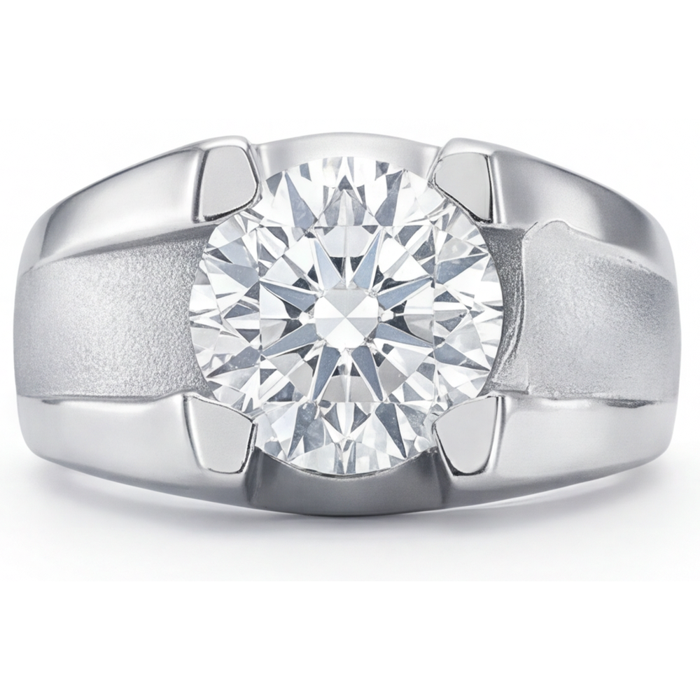 Men's Ring 14K White Gold with Diamond – front view