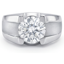 Diamond Round Cut Men's Ring in 14K White Gold – angle view