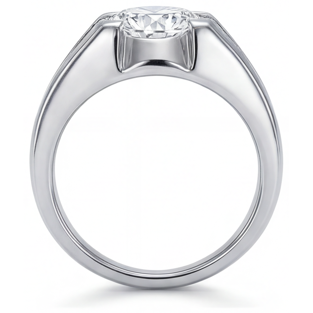 Round Cut Diamond ring in 14K White Gold – top view