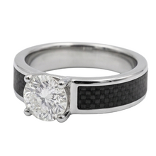 Diamond Round Cut Mens Ring in 14K Two Tone Gold – front view