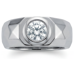 14K White Gold Diamond Mens Ring – 1.50-ct Round Cut