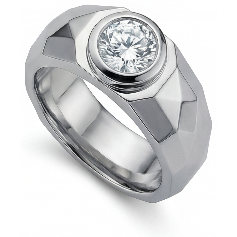 Round Cut Diamond ring in 14K White Gold – front view