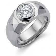 Diamond Round Cut Mens Ring in 14K White Gold – side view