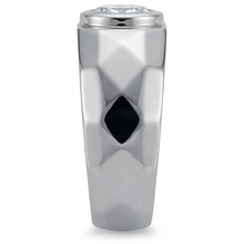 Diamond Round Cut Mens Ring in 14K White Gold – profile view