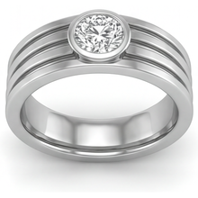 Mens Ring 14K White Gold with Diamond – front view