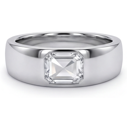 14 Karat White Gold Antique Rose Cut Diamond Mens Ring 2 ct