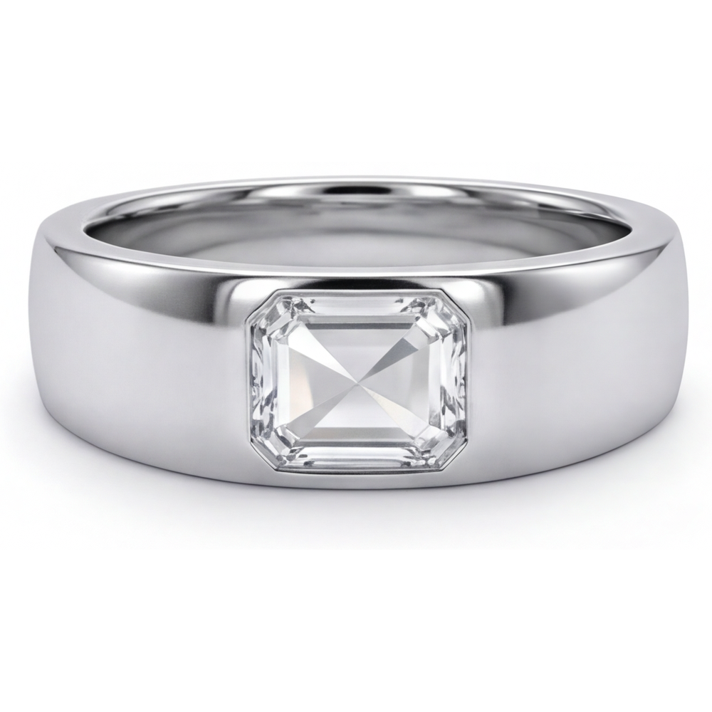 Step Cut Diamond ring in 14 Karat White Gold – main view