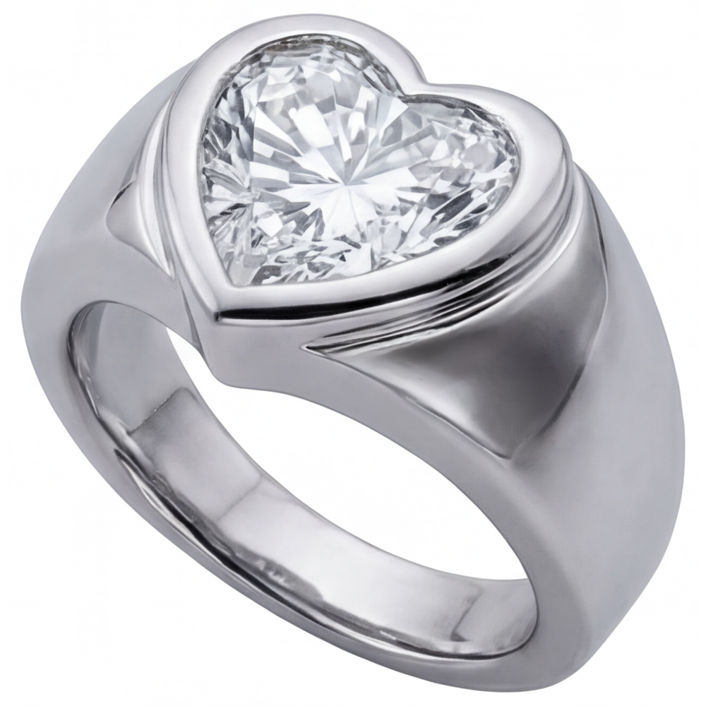 Mens Ring 14K White Gold with Diamond – side view