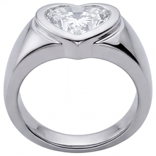 Diamond Heart Cut Mens Ring in 14K White Gold – angle view