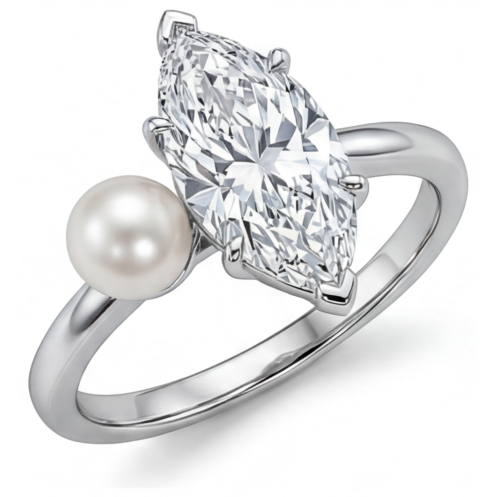 Diamond Single Stone Ring 2.5-ct 14K White Gold – front view