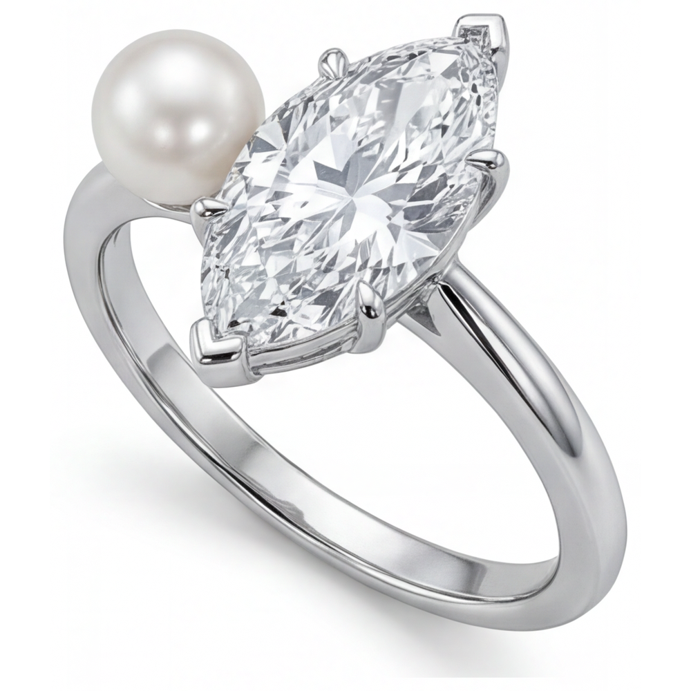 Diamond Single Stone Ring 2.5-ct 14K White Gold – side view
