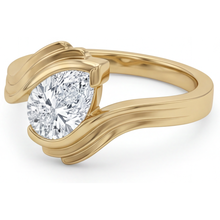 Diamond Pear Cut Solitaire Engagement Ring in 14 Karat Yellow Gold – front view