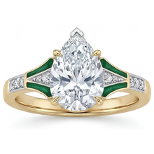 Diamond Pear Cut Solitaire Ring with Accents in 14K Two Tone Gold – main view
