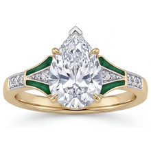 Pear Cut Diamond ring in 14K Two Tone Gold – front view