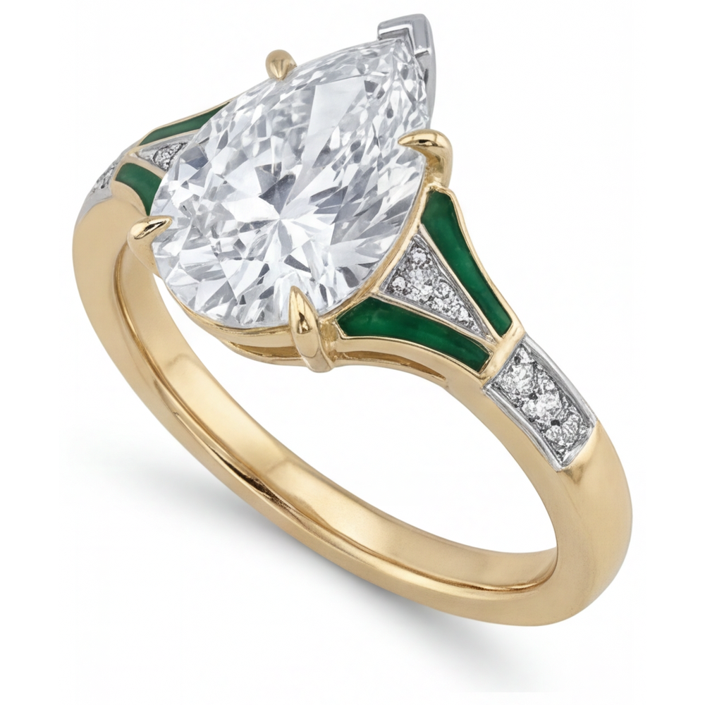 Solitaire Ring with Accents 14K Two Tone Gold with Diamond – angle view