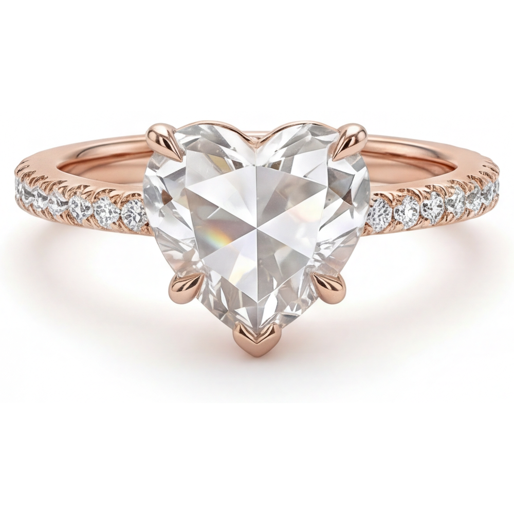 Solitaire with Side Stones 14K Rose Gold with Diamond – main view