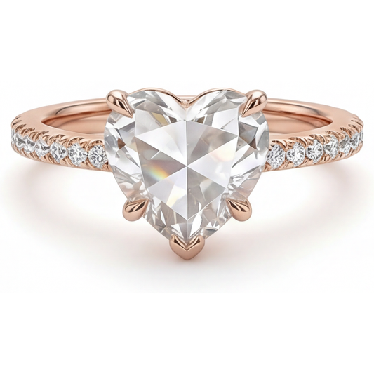 Solitaire with Side Stones 14K Rose Gold with Diamond – main view