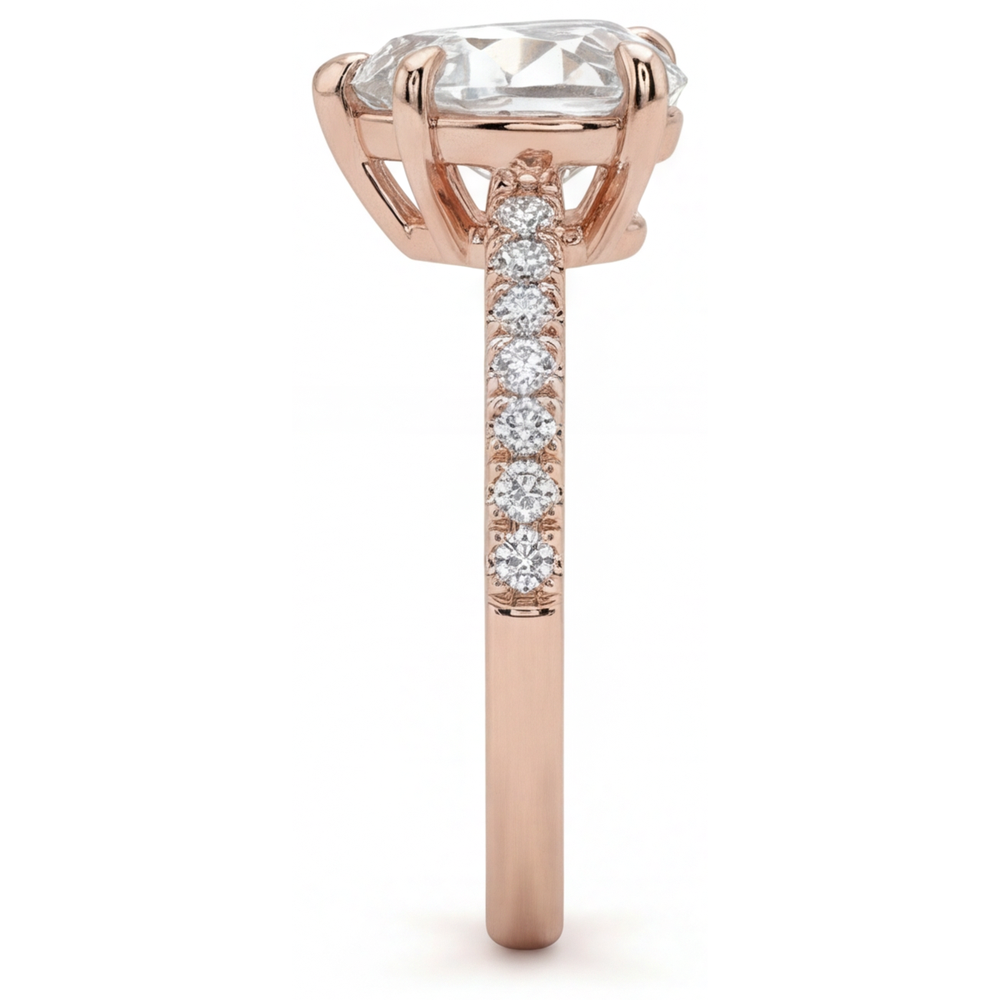 Real Diamond Solitaire with Side Stones – angle view