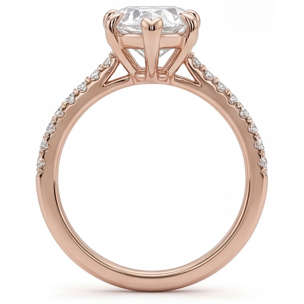 Real Diamond Solitaire with Side Stones 2 ct 14K Rose Gold – top view