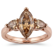 Three Stone Ring 14K Rose Gold with Diamond – front view