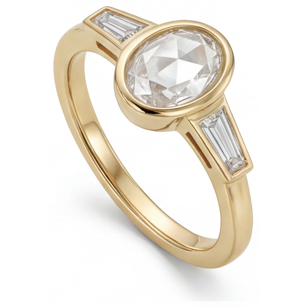 Earth-Mined Diamond Three Stone Ring – front view